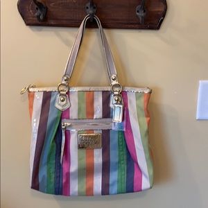 Coach Poppy Legacy Stripe Tote